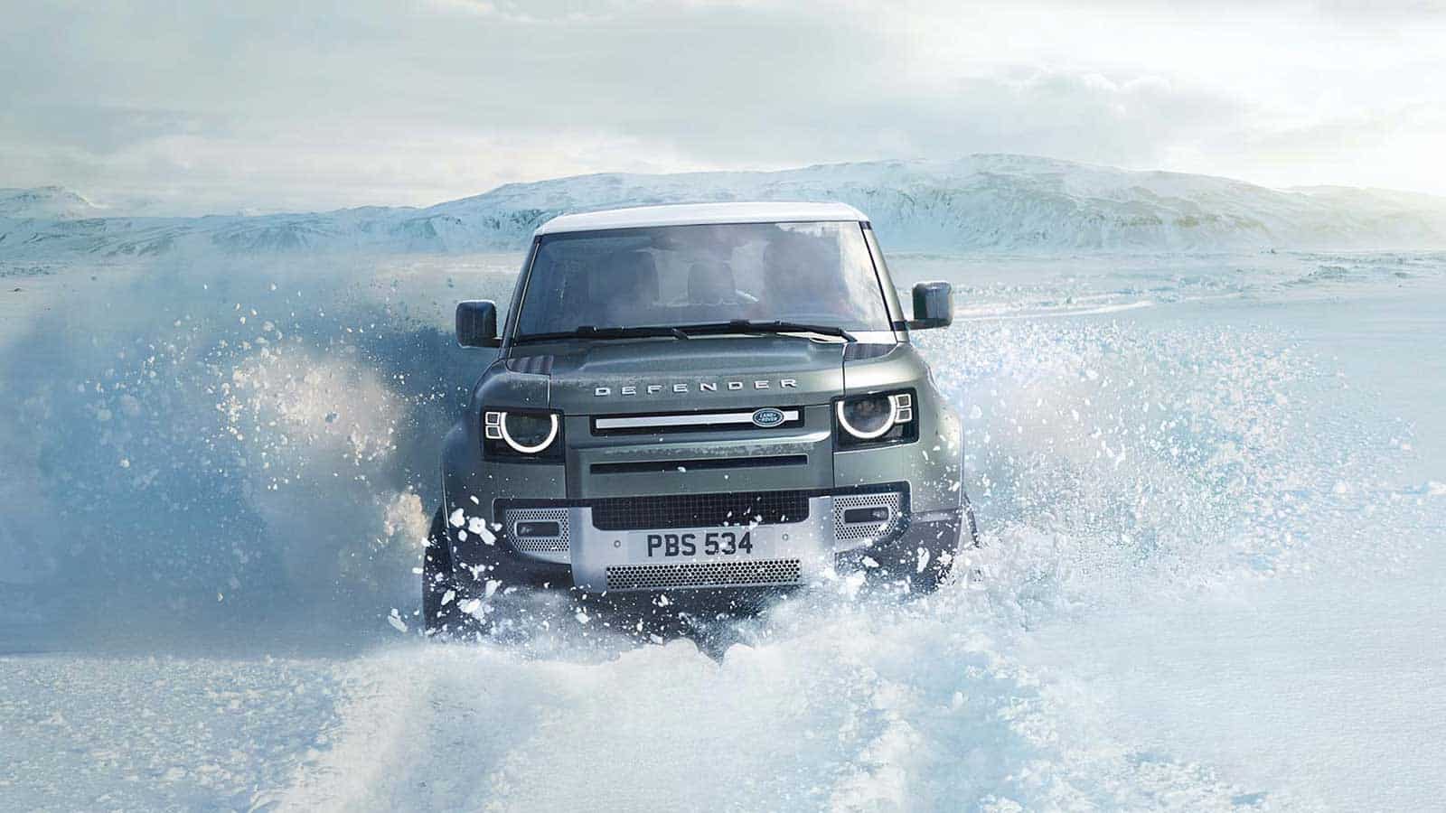 Defender Drifting Over Ice Highway Road